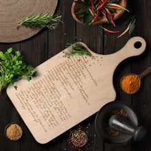 Load image into Gallery viewer, Hardwood Paddle Reciped Cutting Board
