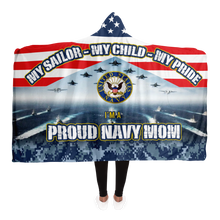 Load image into Gallery viewer, Proud Navy Mom Hooded Blanket