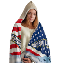 Load image into Gallery viewer, Proud Navy Mom Hooded Sherpa Fleece Blanket