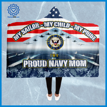 Load image into Gallery viewer, Proud Navy Mom Hooded Blanket