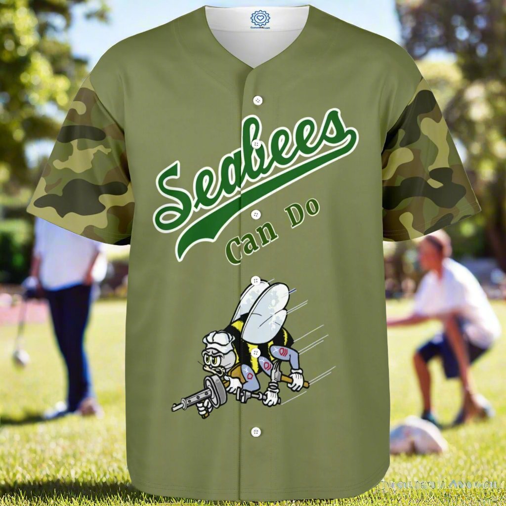 Customized Seabee Logo Front Back Baseball Jersey