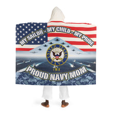 Load image into Gallery viewer, Proud Navy Mom Hooded Sherpa Fleece Blanket
