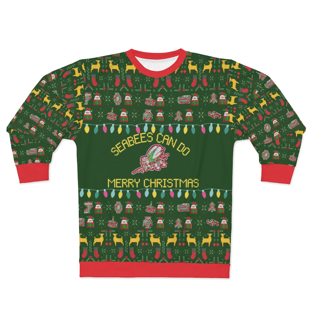 Seabee Green Ugly Christmas All Over Print Unisex Sweatshirt